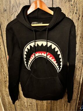 Eternity BC/AD Hoodie Mens Medium Shark Mouth Logo Black Sweatshirt Fleece NWT